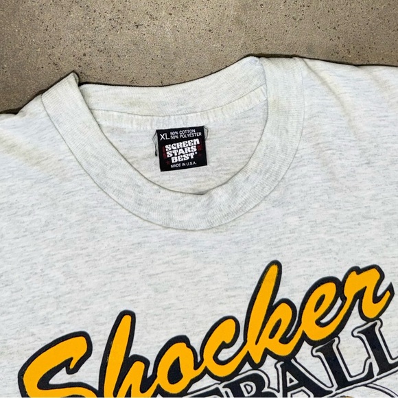 Vintage 90s USA Single Stitch WSU Wichita State Shocker Baseball T-Shirt - Picture 3 of 8